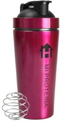 Home Universal® 750ML Botella Gim Shaker de Acero Inoxidable | BPA Free con Mezclador de Tapa Integrado | Vaso Gimnasio con Medidor | Apto para Lavavajillas | Vaso Proteína (Fuscia)