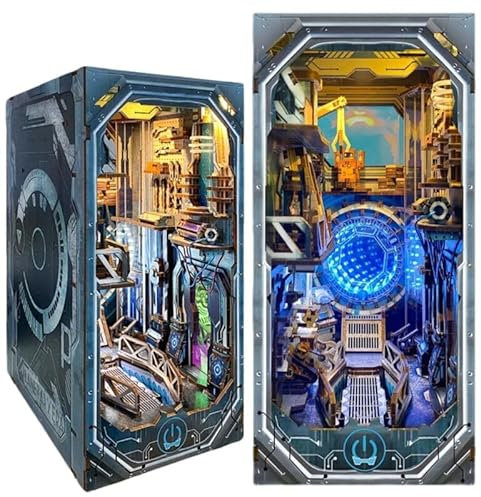 DIY Book Nook Kit Planetary Era - Quantum Tunneling & Roboter 3D Puzzle, handgefertigte Buchstütze für Erwachsene