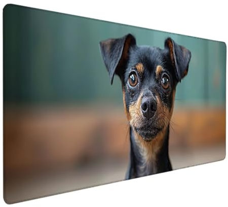 Schreibtischunterlage, Mauspad mit Leder und Rutchfeste Wildleder, Multifunktionales Office Mousepad Laptop Schreibunterlage, Tisch-Schutz Unterlage für Büro/Home 800 x 300 x 3 mm Tier Hund 0 - Y