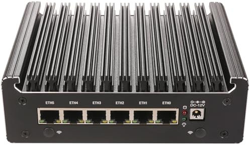 Dozlzyp 6 Port i226 2.5G Firewall Micro Appliance, Fanless Firewall Mini PC Alder Lake-N N100, HDMI, DP, Type-C, 4xUSB, AES-NI VPN Router Support pfsense Openwrt, Wifi Slot, 8GB DDR4 128GB NVMe