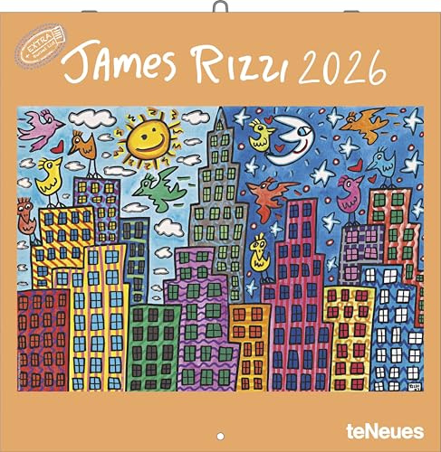 teNeues - James Rizzi 2026 – Kunst-Wandkalender 30x30 cm (30x60 cm geöffnet) | Broschürenkalender mit farbenfrohen Pop-Art-Motiven