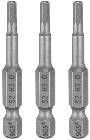 sourcing map 3pcs H3.0 Hex Head Drill Bit Wrench 3mm Metric Flat Tip 1/4 Hex Shank 50mm (2) Long Magnetic Hexagonal Screw Driver Socket Industrial Screwdriver Power Bits