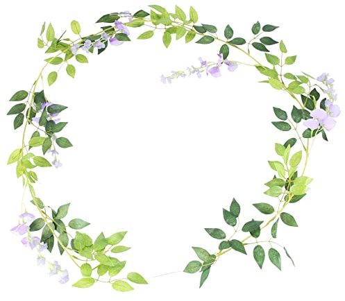 Diheohg 2 pièces 7 Pieds/pièces Vigne de Artificielle, Guirlande de Fleurs Vigne de rotin Fleurs suspendues pour cérémonie en Plein air, Violet