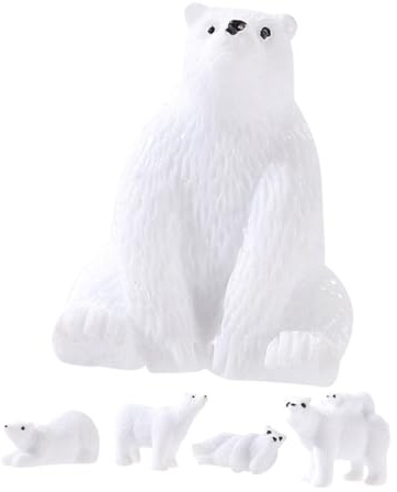 KONTONTY Eisbärfigur 15 Stück aus Kunstharz mit Realistischen Details | Winterparty und Sukkulenten Dekoration, Charmantes Design, Weiße Ausführung, Miniatur für Arktische Tiermotive
