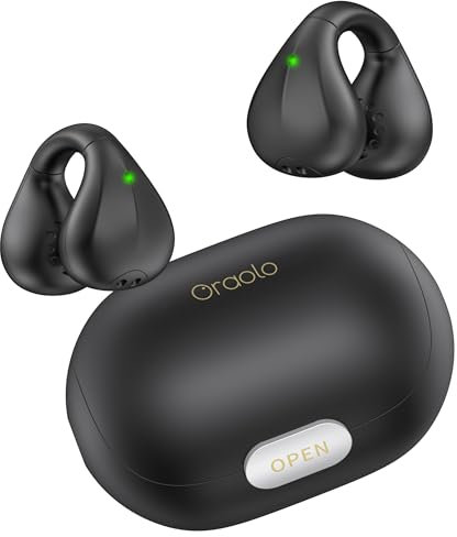 oraolo Cuffie Bluetooth Aperte con Clip IPX5, Bluetooth 5.3 ENC 24H Bass & Touch Control, Auricolari Sportive per Attività All'aperto, Clip per Orecchio Sport