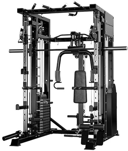Strongway® Multi Gym Smith Machine with Weights 177KG Weight Stack Included - Multifunction Home Gym Dual Cable Pulley Dip Station Pull Up Bar Strength Training