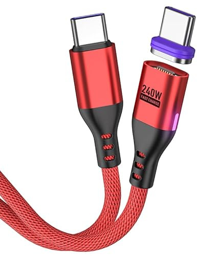 BITHAI 240W Magnetic Charging Cable 180°Rotating USBC to USB C Data Cable Magnetic Phone Fast Charger Cable Data Transfer for Laptop/Tablet/Smart Phone (3ft)