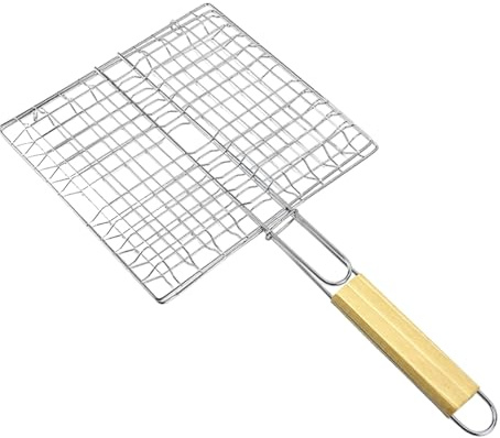 Grill-Fisch-Grillkorb – 16,54 Zoll Grillkorb | Holzgriff aus Eisendraht –
