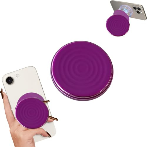 Leeneen Strong Magnetic Phone Grip Compatible with Magsafe,Relax your fingers Car Cell Phone Grip Stand Magnetic Ring Holder Finger Kickstand for iPhone/Android Magnet Removable Accessories (purple)