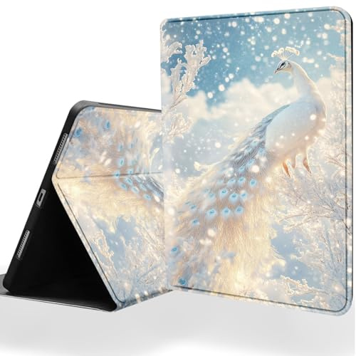 DSRGRGFDJ Tablet Case for 6 All-New Kindle Paperwhite 4 10th Generation 2019 Release,Auto Wake/Sleep and Multi-Angle Adjustable Stand Cover - White Peacock