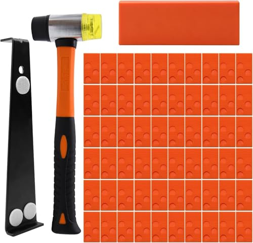 Laminate Flooring Kit with 60 Spacers | Solid Tapping Block, Heavy Duty Pull Bar and Diameter 1.3in High-Strength Double-Faced Hammer
