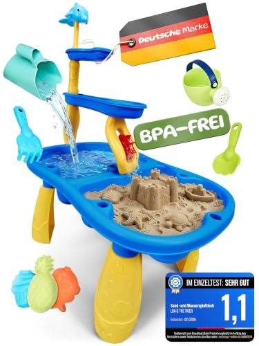 2 in 1 Sand- und Wasserspieltisch für Kinder Outdoor und Indoor – BPA-frei und sicher – Kinder Wasserspielzeug mit Zubehörset – Wasserspiel – Matschtisch und Wassertisch für Garten und Balkon