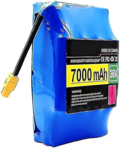 Caimcie Batteria Ioni di Litio 10S2P 36V 7Ah, Impermeabile PVC con Protezione BMS Integrata, Pacco Batteria per Hoverboard e Monopattino a Due Ruote XT60