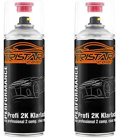 TRISTARcolor 2 x 2K Spraydose Profi KLARLACK hochglänzend HS 400 ml Autolack Sprühdose