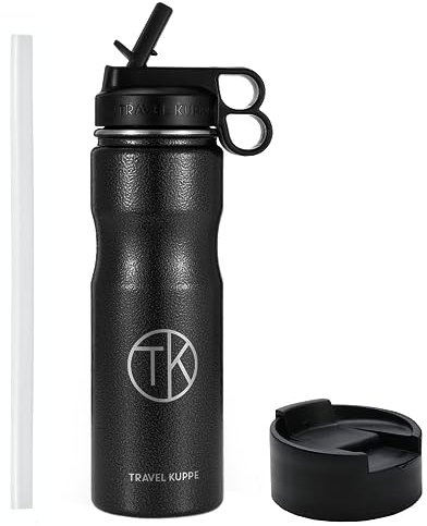 Travel Kuppe Vacuum Insulated Cycling Sports Water Bottle | 24 oz Stainless Steel Cycling Water Bottle with Straw & Sip Lid | Double Wall Insulated & Scratch Resistant