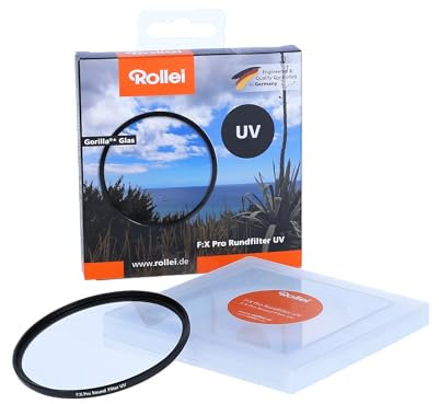 Rollei Extremium UV Round Filtro UV y filtro protector con anillo de titanio de vidrio Gorilla con recubrimiento especial - Tamaño: 55 mm