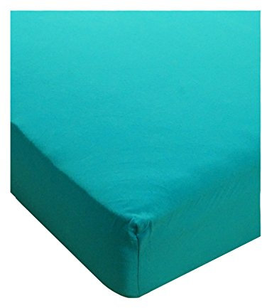 Julie Julsen® Fein Jersey Spannbettlaken Boxspringbett Wasserbett 97% Baumwolle 3% Elastan 120 x 2000 cm - 130 x 200 cm Türkis