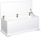 HOMCOM 113L Storage Chest, Storage Box with Flip-Top Lid and 2 Safety Hinges, Storage Trunk for Living Room, Entryway, 100 x 40 x 40 cm, White