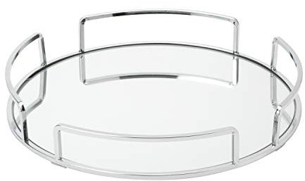 Home Details Bandeja de tocador con Espejo | Dimensiones: 13 Pulgadas de Largo x 13 Pulgadas de Ancho x 2 Pulgadas de Alto | Base de Vidrio | Ideal para cosméticos | Joyería | Artículos de tocador |