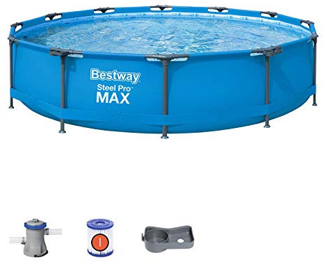 Bestway 56416 – Steel Pro Max – Piscina exterior redonda, 366 x 76 cm, bomba de filtrado incluida
