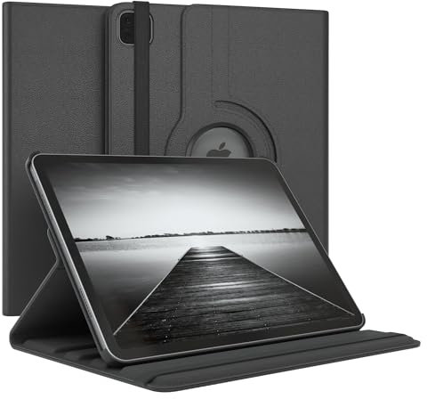 EAZY CASE - Étui pour Tablette iPad Pro 11 (2018) Housse de Protection Smart Cover Support Rotatif Pochette Pliante 360° pivotante avec Fonction Stand Cuir synthétique Noir