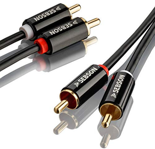 SEBSON Cable RCA 5m (Macho/Macho), 2 Conectores a 2 Conectores (Rojo Blanco), Cable Estéreo Audio AUX para Amplificadores, Home Cinema y HiFi