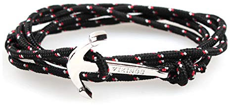 ZENSE - Bracelet cordon ancre marine ajustable ZB0318, Noir