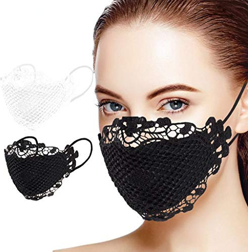 Lulupi Mundschutz Multifunktionstuch Spitze Atmungsaktiv Masken Waschbare Baumwolle Stoffmaske Stickerei Blumen Mund-Nasen Bedeckung Spitzenmaske Elegant Frauen Bandana Halstuch Schals