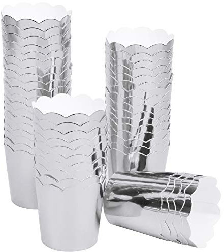 Cupcake Förmchen 50 Stück Muffin Förmchen - Papier Muffinform für Dessert Home Party Hochzeit Geburtstag Abschlussdekoration - Silber, 45 * 50 mm