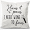 JUNIWORDS Kissen, Hocus Pocus I Need Wine to Focus, 40 x 40 cm, Flauschig Samtweich Weich