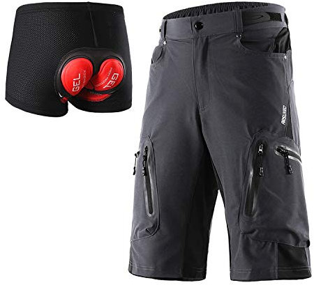 ARSUXEO Herren Radhose Loose Fit MTB Shorts Wasserabweisende Outdoor Sporthose mit 7 Taschen 1202 001B Grau XXL