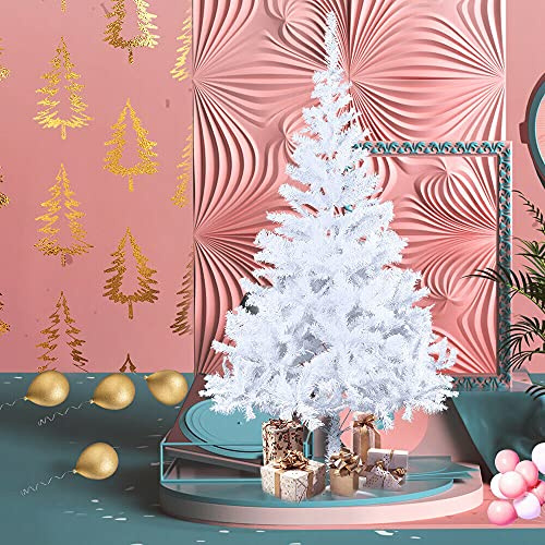 VA-Cerulean Weihnachtsbaum Künstlicher,schwer entflammbar,Schnellaufbau,Weihnachtsdeko,Unechter Tannenbaum,Christbaum mit Ständer(Weiß PVC,210cm)