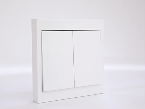 Funksteuerung Taster 2-Tasten Stromversorgung 3V Batterie CR2032 FW-WS2 f&f 5908312599654, Weiß