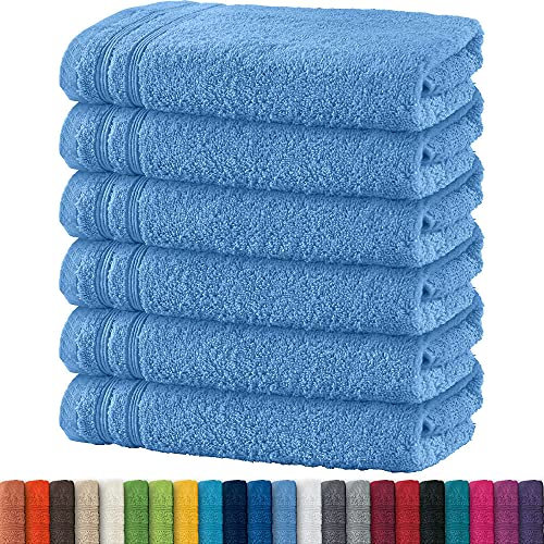 Erwin Müller Handtuch 6er-Pack Heidelberg 100% Baumwolle - saugstark, gut trocknend, kompakt, leichte Qualität hellblau Größe 50x80 cm - ideal für Sport, Strand, Reisen