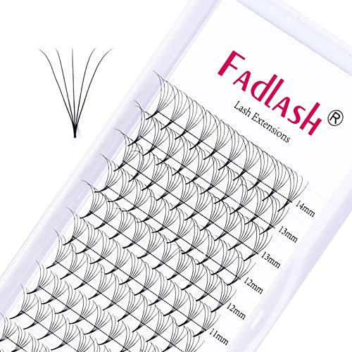 FADLASH Cils Extension de Cils Professionnel 5D-0.05-C Curl 8-14mm Longueur Mixte Volume Russe Premade Fans Cils Bouquet Prefait|Base Pointue|C/D Curl