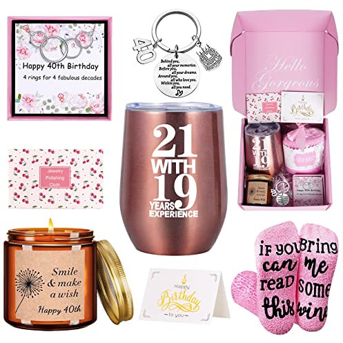 Geschenke zum 40. Geburtstag für Frauen, einzigartiger lustiger personalisierter Geschenkkorb für beste Freunde, Schwestern, Ehefrau