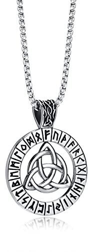 VNOX 2-3 Pcs Norse Viking Necklace for Men Thors Hammer Norse Mjolnir Amulet Pendant Necklace with Spearpoint Arrowhead Necklace, Lava Stone