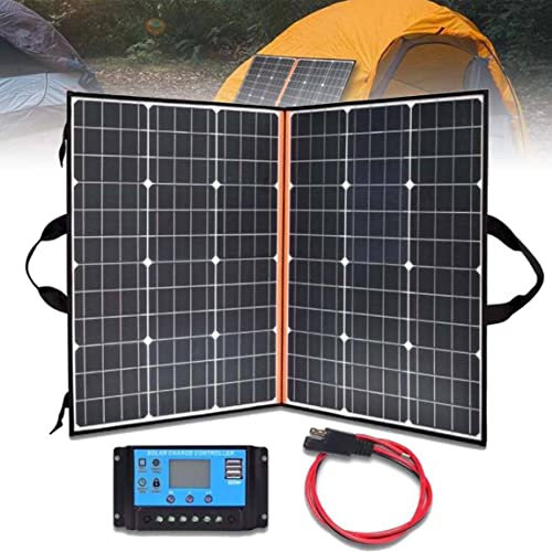 Panel Solar Plegable 200 W Kit Placa Solar Portátil Plegable,Módulo Monocristalino Fotovoltaico Solar con Salida MC-4,DC y USB para Exterior RV Emergencia Central eléctrica