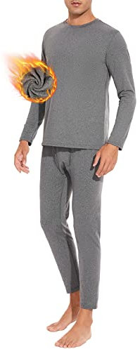 SIHOHAN Thermounterwäsche Herren Set, Funktionsunterwäsche, Skiunterwäsche, Thermo Unterwäsche Männer Winter mit Innenfleece (Grau, L)