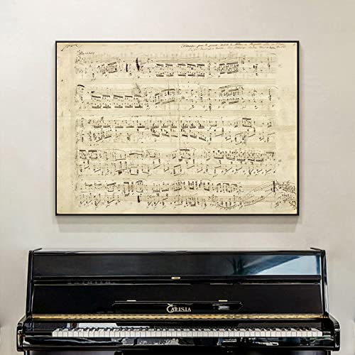 TANYANG Retro Chopin Musik Score Klavier Zimmer Dekoration Leinwand Malerei Poster Druckkunst Wand Bilder Für Wohnzimmer Hotel Home Decor 60X90Cm Kein Rahmen