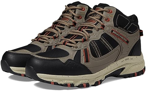 Skechers Hillcrest Cross Shift, Sneaker, Natural Synthetic/Textile/Black Trim,