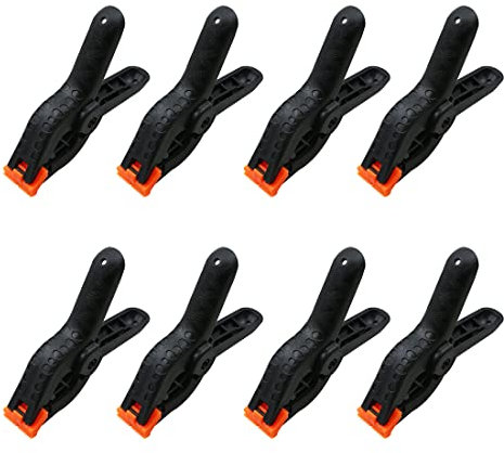 8 Pezzi Morsetti a Molla da 7cm, Nylon Morsetti a Molla Pesanti, Morsetti in Mussola di Plastica Resistente, Per Mussola di Fondo, Tela, Carta, Schermo Cromato, Clip Resistente (Nero)