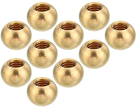 PATIKIL M6x1 Thread Cap Nuts Knob, 10 Pack Brass Ball Lamp Decoration Screw Caps Nut for Furniture Lighting