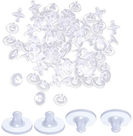 100pcs Earring Backs Clutches,Silicone EarringBacks,Soft Clear Earring Safety Backs,Plastic EarringClasps Safety Backs Clutch,Butterfly EarringBacks for Women's DIY Jewelry Accessories(Clear)