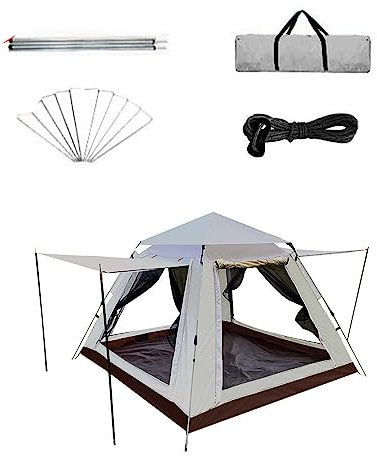 Campingzelt für 3-8 Personen, Zwei Türen und Vier Fenster, 3 Sekunden schnelles Öffnen, 2000mm PU regenfeste Beschichtung, Zeltgröße: 260 * 240 * 160cm (White,8 peopie)