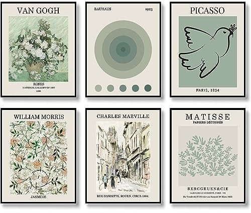 Salbeigrün Meister Wandkunstdrucke Matisse Wandkunst Ausstellungsposter Vintage Kunst Boho Kunstdrucke Retro Raumdekoration 8x10 Zoll (20.3x25.4cm) Ungerahmt