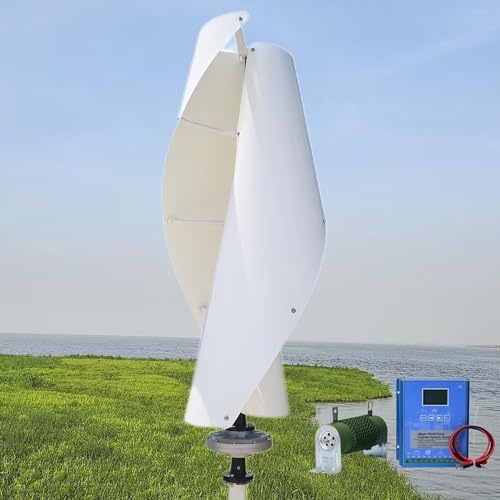 CHRISK 9000W Maglev Axis Aerogenerador de energía eólica Vertical 2 Palas espirales Windmill con Controlador de Carga MPPT híbrido,24v
