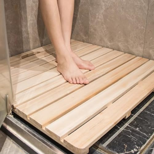 Badematte Holz Spa-Duschmatte für Duschen/Badewannen/Böden, Badewanne mit Lattenrost aus Naturholz, wasserdichte rutschfeste Badzusätze, Size : 60 x 80 cm (23 5/8 x 31