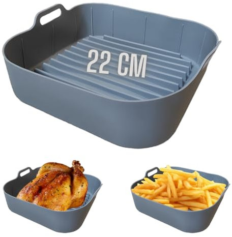 Recipiente air fryer 22 cm compatible con freidora aire COSORI TURBOBLAZE y con DUAL BLAZE 6,4 Moldes para airfryer Molde accesorios moldes silicona GRIS