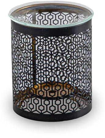 Brûle-Parfum Le Parfait en métal Élégant avec Motif Symétrique Découpé au Laser - Atmosphère Parfumée - Aromathérapie Artisanat Raffiné - Intérieur Moderne embaumé -50 ML - H 10,5cm – Zen’Arôme